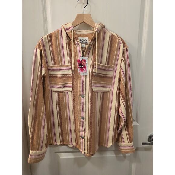 Roxy Sunlight Rider Stripe Hooded Shirt Jacket - Picture 2 of 8